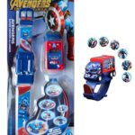 Organic Herbs Action Figure Series Pull Back Truck Car Shaped 6 Images Projector Toy Kids Wrist Watch (Captain America)